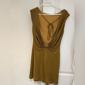 BCBG Gold backless dress